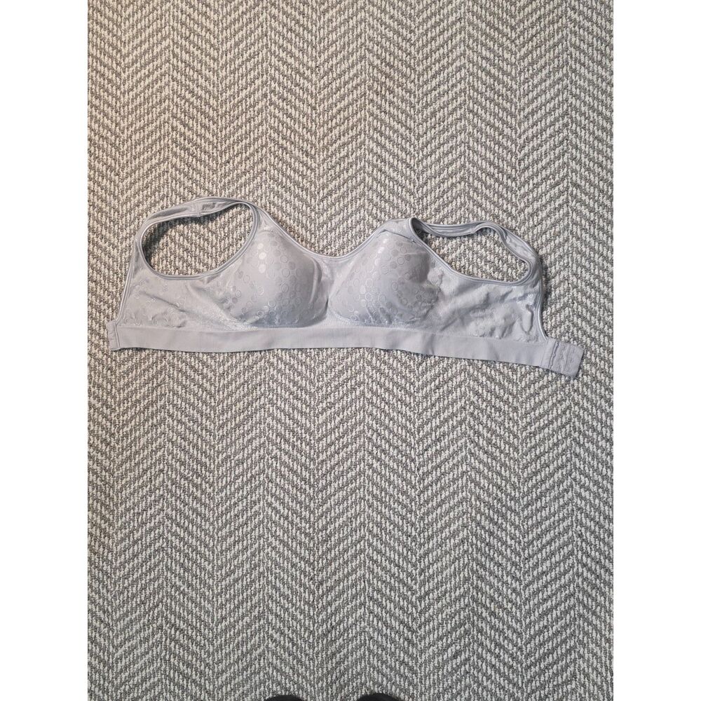 Bali Women's Plus Size 2XL Grey Circle Dot Comfort Revolution Wireless Bra 3488